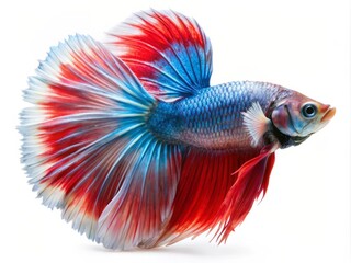 Fototapeta premium Colorful Siamese Fighting Betta Fish with Beautiful Silk Tail Isolated on White Background