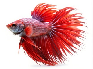 Fototapeta premium Colorful Siamese Fighting Betta Fish with Beautiful Silk Tail Isolated on White Background