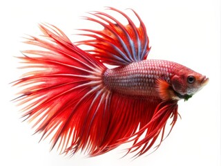 Fototapeta premium Colorful Siamese Fighting Betta Fish with Beautiful Silk Tail Isolated on White Background