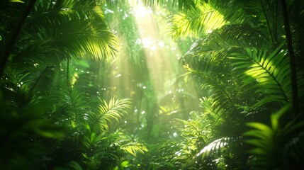 Obraz premium Lush Greenery in a Sunlit Jungle Environment