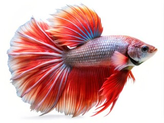 Fototapeta premium Colorful Siamese Fighting Betta Fish with Beautiful Silk Tail Isolated on White Background