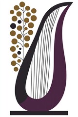 Abstract Harp with Floral Element
