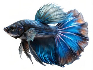Fototapeta premium Colorful Siamese Fighting Betta Fish with Beautiful Silk Tail Isolated on White Background