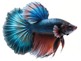 Fototapeta premium Colorful Siamese Fighting Betta Fish with Beautiful Silk Tail Isolated on White Background