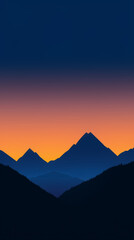 Minimalist Mountain Silhouette at Sunset with Gradient Sky &ndash; Phone Wallpaper
