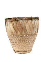 Sticky rice steamer made of bamboo isolated on white background.