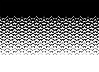 Black and white vector transition from abstract fish scale. Modern two-color marine design element. Transition. Waves. For covers, posters, advertising. © Larysa