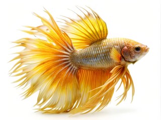 Fototapeta premium Colorful Siamese Fighting Betta Fish with Beautiful Silk Tail Isolated on White Background