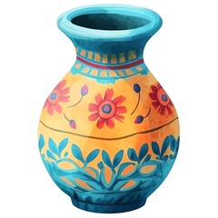 Ornate Ceramic Vase with Floral Motifs.