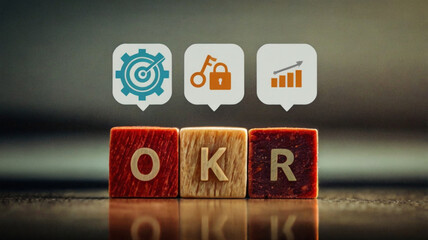 OKR Objectives and Key Results Concept with Wooden Blocks