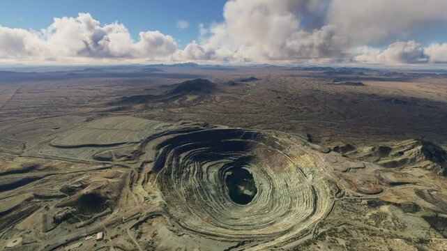 Aerial drone shot of Copper Mine in Mexican Town, Arizona. United States