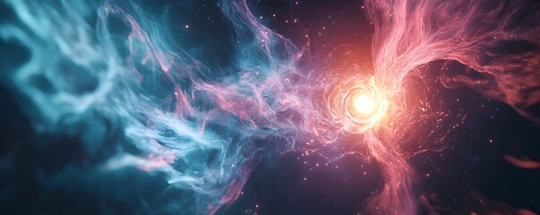 Obraz premium Glowing Fusion Reactor Emitting Swirling Plasma Streams Futuristic Energy Core with Vibrant Cosmic Aesthetics