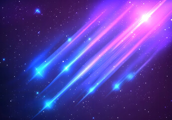 Fototapeta premium Neon Star Trails in the Night Sky with Cosmic Glow