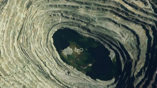 Circular aerial drone view of Copper Mine in Mexican Town, Arizona. United States