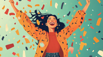 A visual of a person celebrating a personal milestone with a big smile and uplifting surroundings.