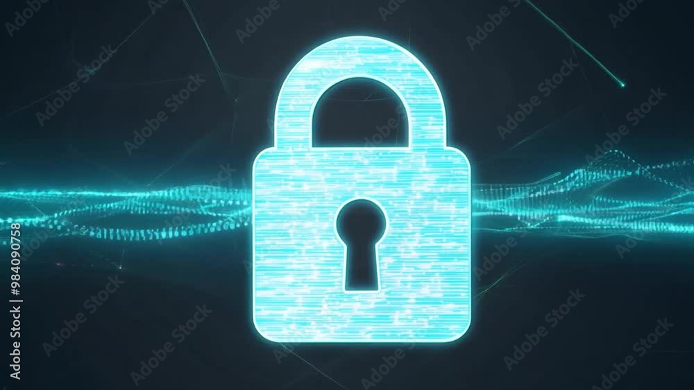 Poster The image features a metallic padlock on a dark background, representing strength and security in the digital realm, highlighting the importance of protecting information.