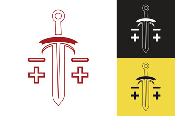 Template Flat Icon Logo of Sword Simple and Minimalistic Design