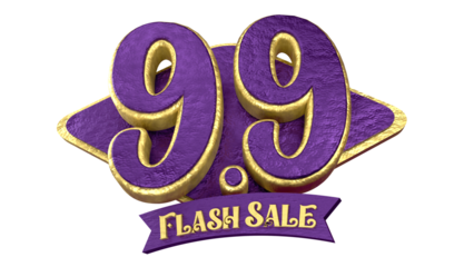 3D purple shopping day 99 promotion sign 3d isolated for nine day of nine month