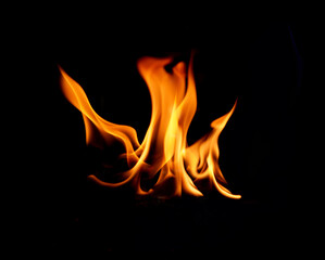 Fire shape on black background, 