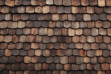 Naklejka premium Processed collage of rustic barn roof shingles surface texture. Background for banner, backdrop