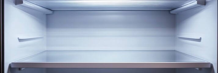 Background with empty refrigerator compartment and empty shelves.