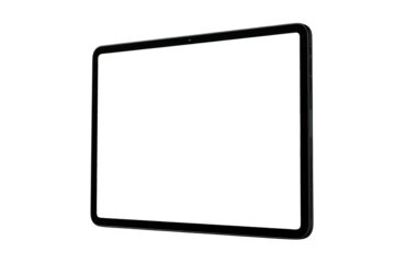 black tablet computers are isolated on a white background and isolated on a transparent background. cut out PNG format for graphic design. mockup