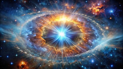Obraz premium Background wallpaper of an exploding star in the Universe, captured from a worm's eye view perspective