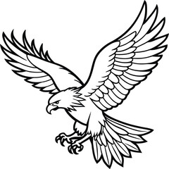 Obraz premium eagle flying bird line art vector illustration silhouette, Print