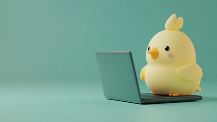 Chicken with laptop