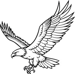 Obraz premium eagle flying bird line art vector illustration silhouette, Print