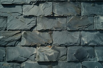 Photo of Black slate roof or wall pattern. Background texture for backdrops or mapping