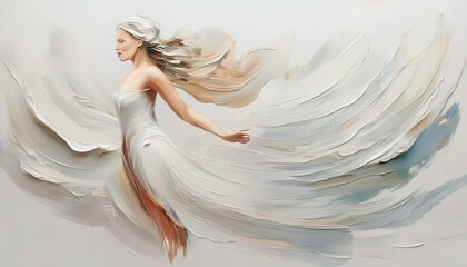 Naklejka premium women oil brush stroke on white background