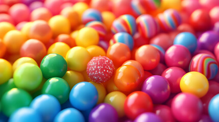 Obraz premium A vibrant assortment of colorful rainbow candy treats 3d illustration 