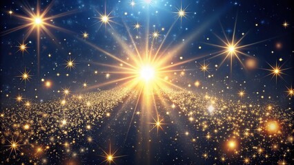 Obraz premium Background with sunlight in the dark stars stardust glowing holiday mood mystery a magical ride among the stars Low Angle