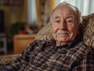 Senior Man Sitting in Armchair