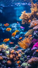 Obraz premium Close-up of vibrant coral reefs with colorful fish