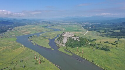 Mountain and river in far east of Russia