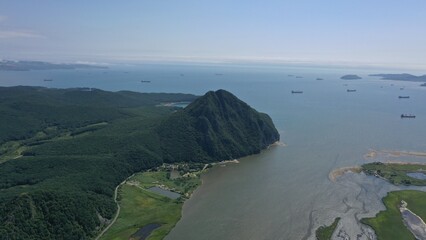 Mountain and sea in far east of Russia