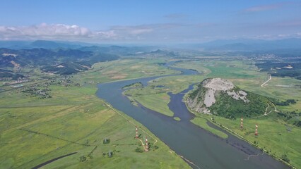 Mountain and river in far east of Russia