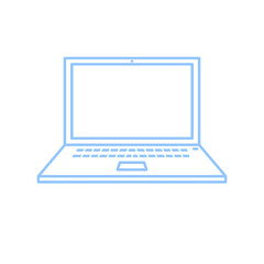 Doodle Icon laptop or computer illustration on transparent background that can be use for background, slide view, social media, sticker, scrapbook and etc. | Aesthetic with blue color