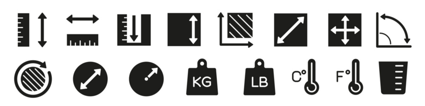 Measurement icon. Measure icons