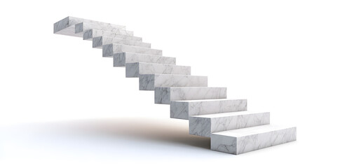 Fototapeta premium 3d model of white steps architecture staircase isolated on white background
