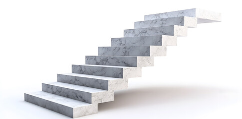 3d model of white steps architecture staircase isolated on white background