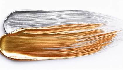 silver gold oil brush stroke on white background