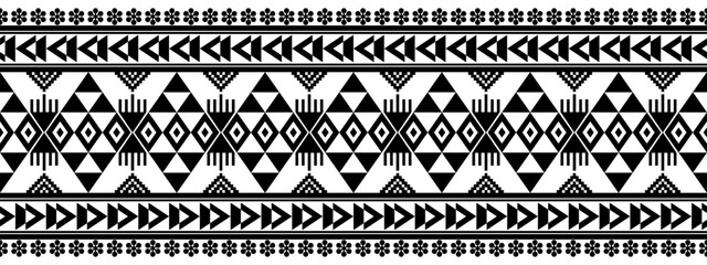 Navajo tribal ethnic seamless pattern  Southwest Aztec geometric Native American Mexican fabric black and white design vector for textile printing  decor fashion and product