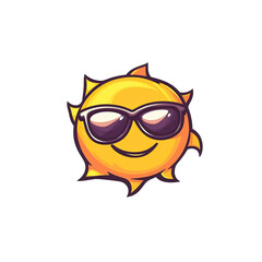 Cheerful Sun Wearing Sunglasses Icon for Summer Logo. Isolated on a Transparent Background. Cutout PNG.