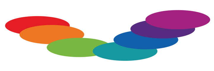 Abstract rainbow background with overlapping fluid shapes on a white background