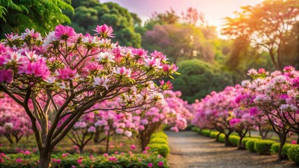 Obraz premium Beautiful clusters of Bauhinia flowers blooming in garden
