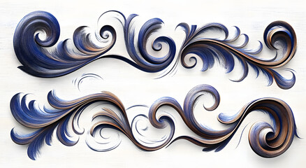 Fototapeta premium A rustic calligraphic flourish set. Curls, dividers, scrolls, swirls and swirls. Hand drawn flourishes.