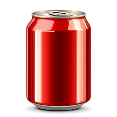 Red soda can realistic mock up isolated on white background	
